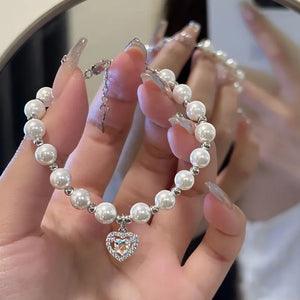 925 Silver Heart Bracelet Women Sweet Romantic Jewelry Birthday Gift