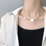 925 Sterling Silver Love Heart Geometry Necklace For Women Girls