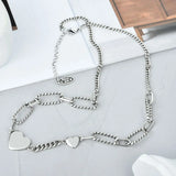 925 Sterling Silver Love Heart Geometry Necklace For Women Girls