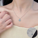 925 Silver Mint Green Crystal Necklace Sweet Jewelry Birthday Gift