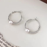 925 Silver Pearl Beading Earrings Girl Jewelry Gift