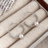 925 Silver Pearl Beading Earrings Girl Jewelry Gift