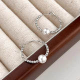 925 Silver Pearl Beading Earrings Girl Jewelry Gift