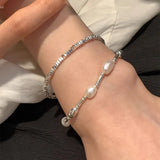 925 Silver Pearl Bracelet Adjustable Jewelry Gift