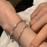 925 Silver Pearl Bracelet Adjustable Jewelry Gift