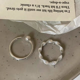 925 Silver Pearl Thread Ring for Women Girl Opening Jewelry Gift