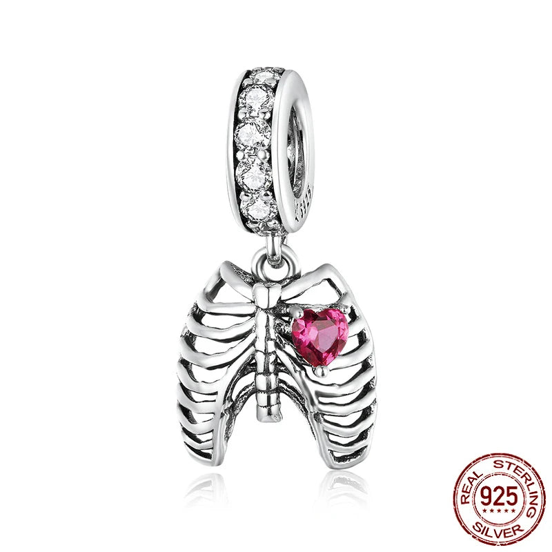 925 Silver Steampunk Oath Heart Pendant Charm for Snake Bracelet