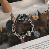 925 Silver Strawberry Crystal Diamond Bracelet Women Retro Jewelry