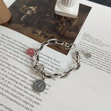 925 Silver Strawberry Crystal Diamond Bracelet Women Retro Jewelry