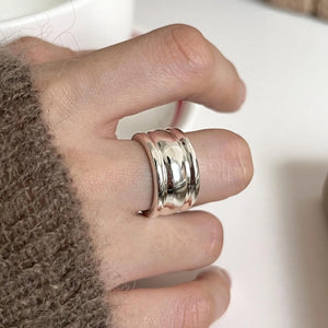 925 Sterling Silver Double Layer Ring for Women Girl Gift