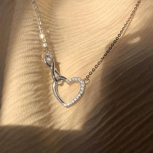 925 Silver Zircon Endless Love Heart Necklace