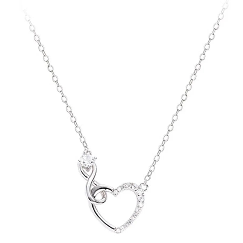 925 Silver Zircon Endless Love Heart Necklace