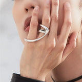 925 Silver Zircon Double Layer Ring - Vintage Punk Hip Hop Jewelry