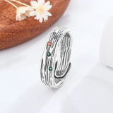 925 Silver Zircon Treeline Ring Retro Irregular Creativity Jewelry