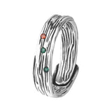 925 Silver Zircon Treeline Ring Retro Irregular Creativity Jewelry