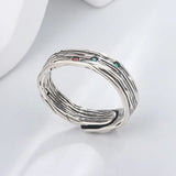 925 Silver Zircon Treeline Ring Retro Irregular Creativity Jewelry