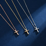 S925 Sterling Silver Glossy Cross Pendant Necklace