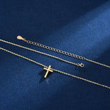 S925 Sterling Silver Glossy Cross Pendant Necklace
