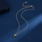 S925 Sterling Silver Glossy Cross Pendant Necklace