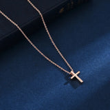 S925 Sterling Silver Glossy Cross Pendant Necklace