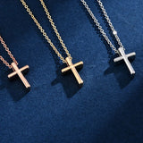 S925 Sterling Silver Glossy Cross Pendant Necklace