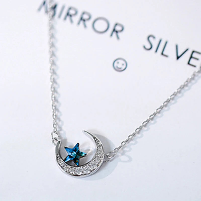 Moon Necklace Female Sterling Silver Clavicle Chain Pendant Jewelry