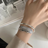Silver Feather Cuff Bracelet Women Girl Gift Vintage Jewelry