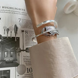 Silver Feather Cuff Bracelet Women Girl Gift Vintage Jewelry