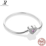 Butterfly Zircon Mosaic 925 Silver Bracelet DIY Jewelry Women's Charms Gift