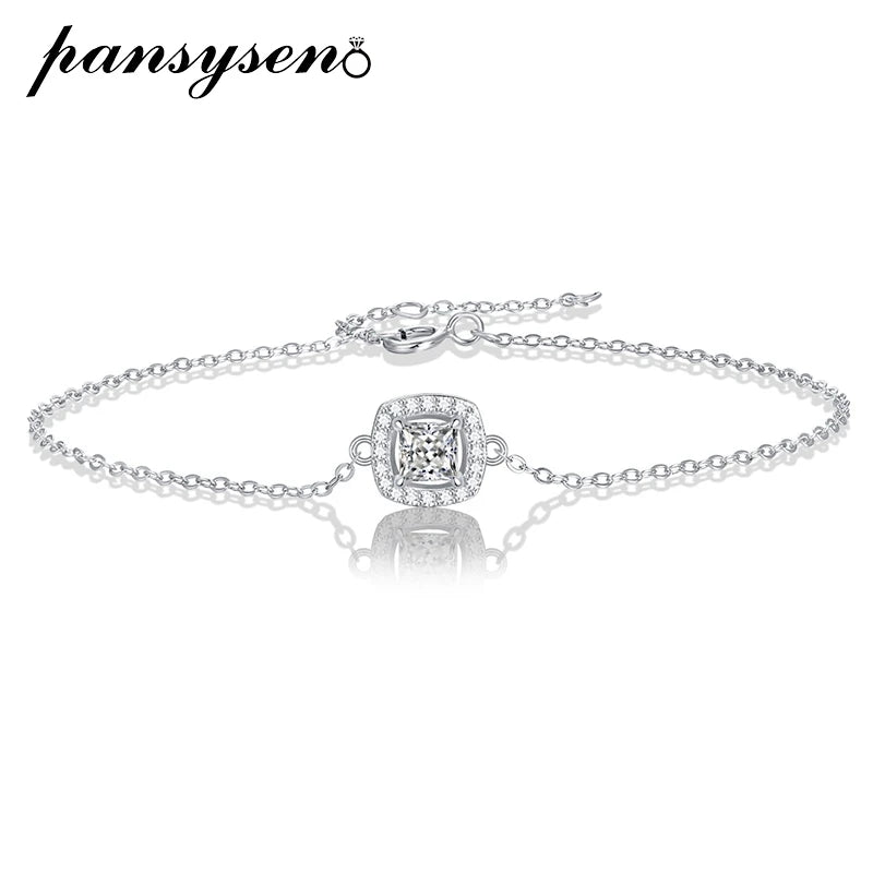 Silver 0.5ct Square Cut Moissanite Bracelet for Women