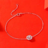 Silver 0.5ct Square Cut Moissanite Bracelet for Women