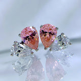 925 Silver 1ct Pear Sapphire High Carbon Diamond Stud Earrings
