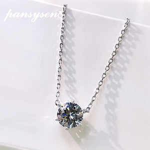 925 Silver 1ct Moissanite Pendant Necklace Wedding Jewelry