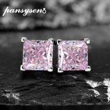 925 Silver 6MM Pink Yellow Diamond Stud Earrings