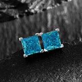 925 Silver 6MM Pink Yellow Diamond Stud Earrings
