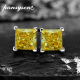 925 Silver 6MM Pink Yellow Diamond Stud Earrings