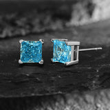 925 Silver 6MM Pink Yellow Diamond Stud Earrings