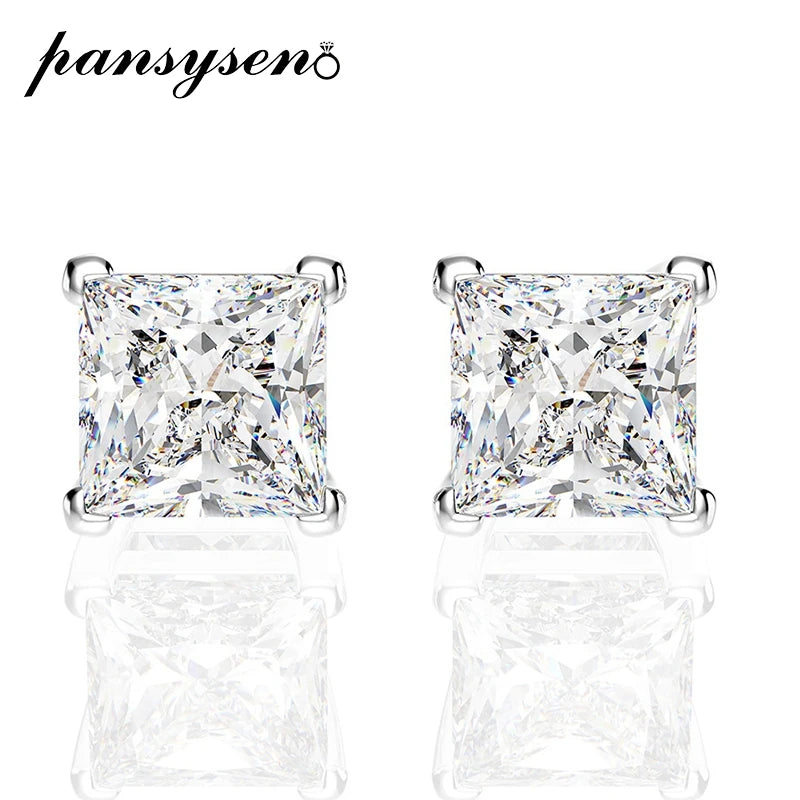 925 Silver 6MM Pink Yellow Diamond Stud Earrings