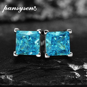 925 Silver 6MM Pink Yellow Diamond Stud Earrings