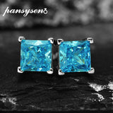 925 Silver 6MM Pink Yellow Diamond Stud Earrings