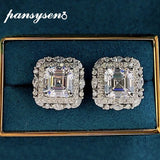 925 Silver 7MM Square Asscher Cut Moissanite Stud Earrings