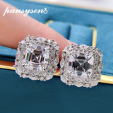 925 Silver 7MM Square Asscher Cut Moissanite Stud Earrings