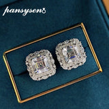 925 Silver 7MM Square Asscher Cut Moissanite Stud Earrings