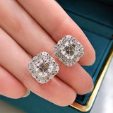 925 Silver 7MM Square Asscher Cut Moissanite Stud Earrings