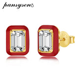 925 Silver Aquamarine Diamond Enamel Birthstone Stud Earrings