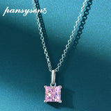 925 Silver Aquamarine Diamond Pendant Necklace for Women