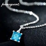 925 Silver Aquamarine Diamond Pendant Necklace for Women