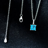 925 Silver Aquamarine Diamond Pendant Necklace for Women