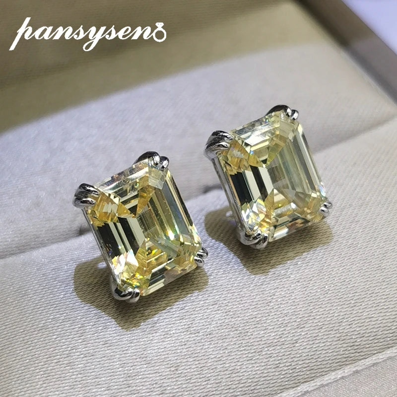 925 Silver Citrine & Diamond Stud Earrings for Women