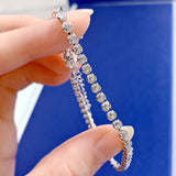 925 Silver Bezel Set 3MM Round Moissanite Diamond Bracelet
